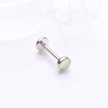 Detail View 1 of Implant Grade Titanium OneFit Threadless Bezel Green Onyx Stone Flat Back Labret